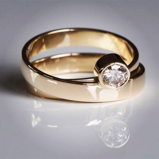 Vintage Fine Gold Zirconia Ring Set-Maryam Jewelry