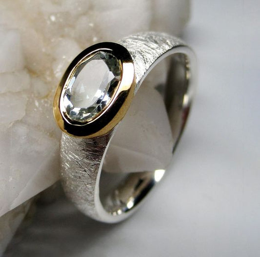 Vintage Glass Gold & Silver Ring-Maryam Jewelry
