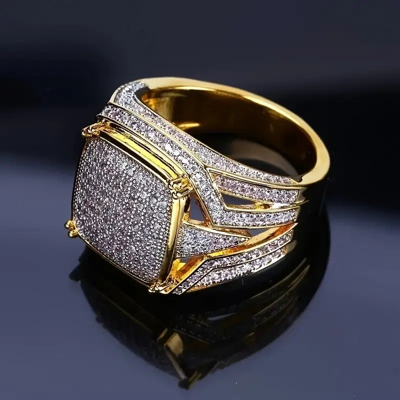 Vintage Sparkling Layered Golden Ring-Maryam Jewelry