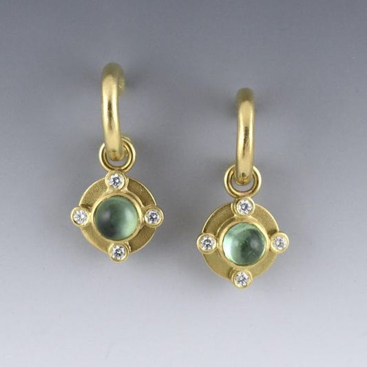 Vintage Green Zirconia Gold Earrings-Maryam Jewelry