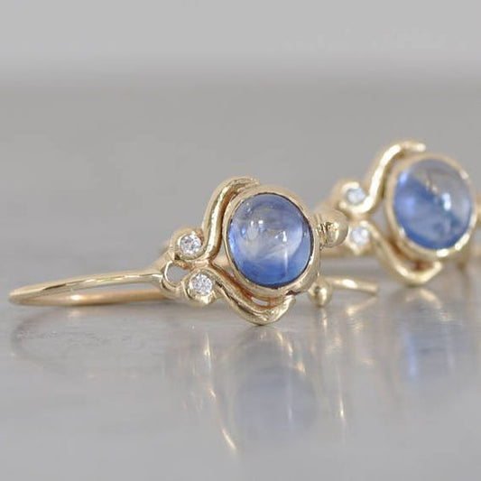 Vintage Blue Crystal Eye Gold Ring-Maryam Jewelry