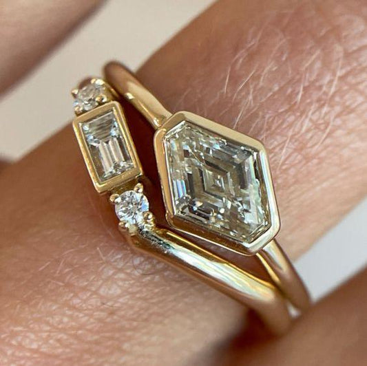 Vintage Irregular Zirconia Form Ring Set-Maryam Jewelry