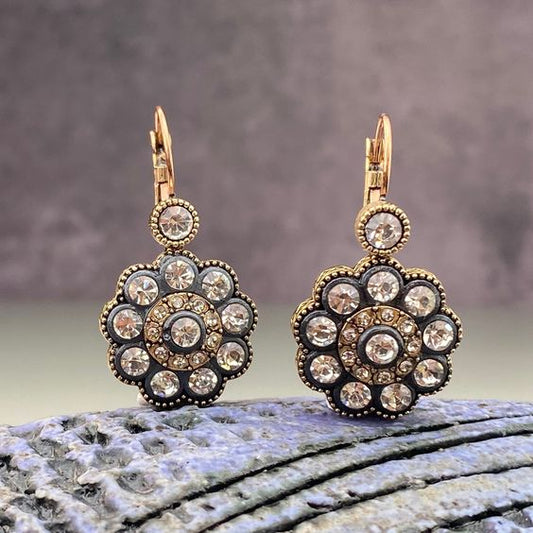 Vintage Mandala Crystal Gold Earrings-Maryam Jewelry