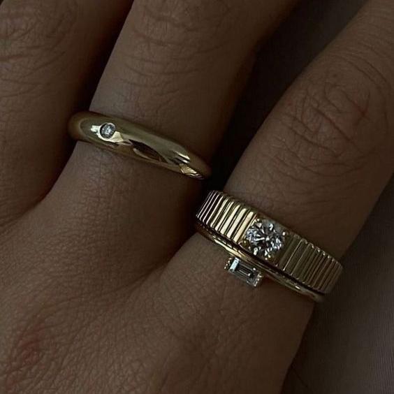 Vintage Gold Plated Zirconia Ring Set-Maryam Jewelry
