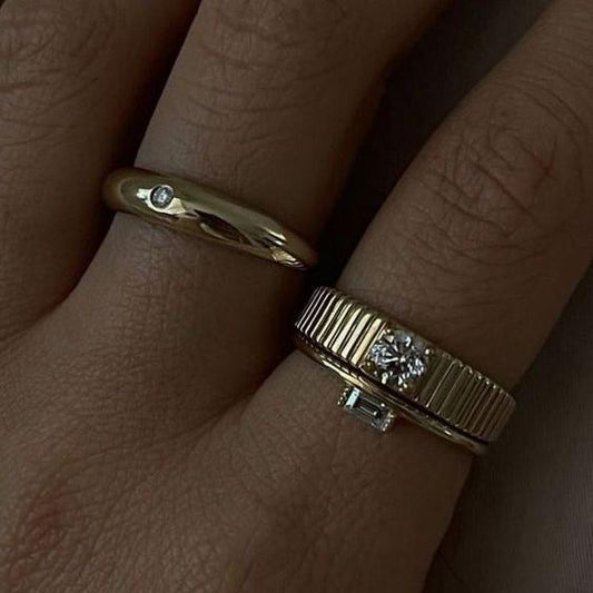 Vintage Gold Plated Zirconia Ring Set-Maryam Jewelry