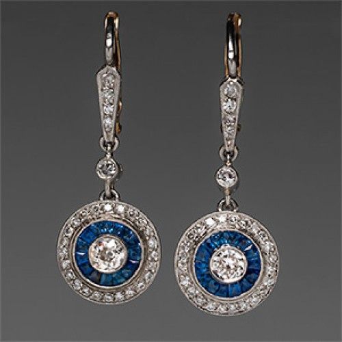 Vintage Blue Mandala Dangling Earrings-Maryam Jewelry