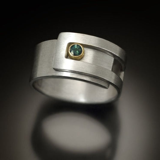 Vintage Green Open Silver Ring-Maryam Jewelry