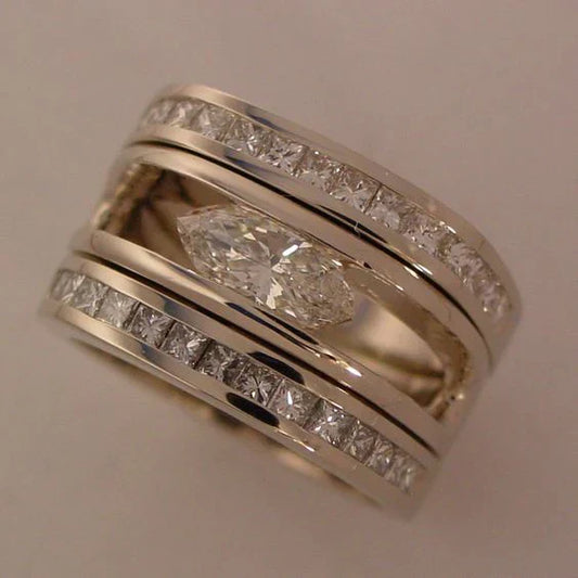 Vintage Silver Zirconia Inlaid Ring-Maryam Jewelry