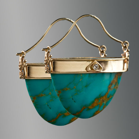 Vintage Opal Crest Gold Earrings-Maryam Jewelry
