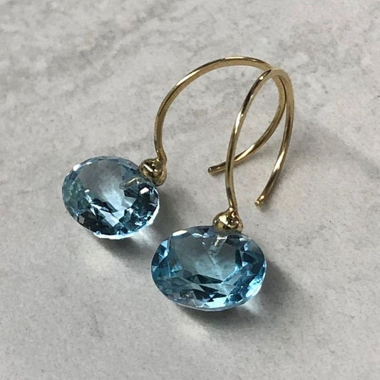 Vintage Rounded Glass Blue Earrings-Maryam Jewelry
