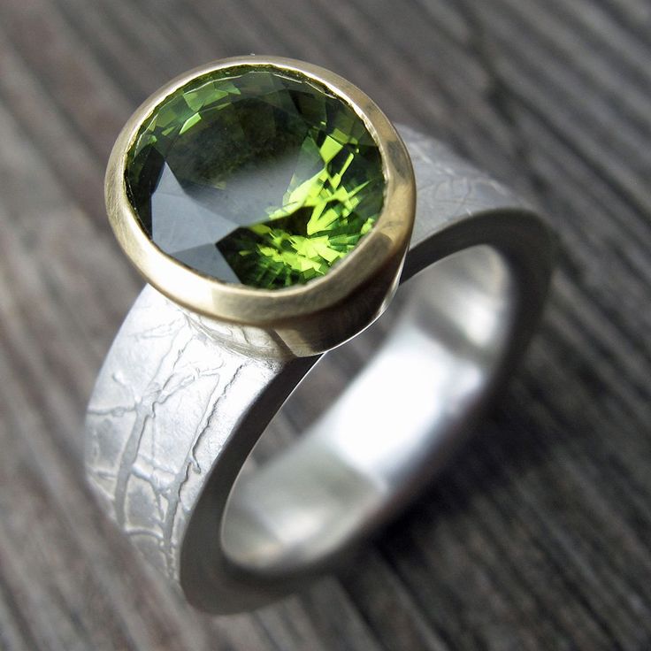 Vintage Olive Bright Glass Silver Ring-Maryam Jewelry