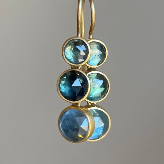 Vintage Blue Glass Dangling Earrings-Maryam Jewelry