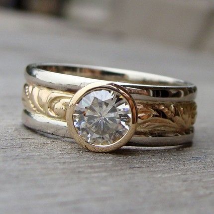 Vintage Zirconia Gold & Silver Ring-Maryam Jewelry