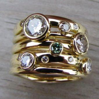 Vintage Layered Bright Gold Ring-Maryam Jewelry