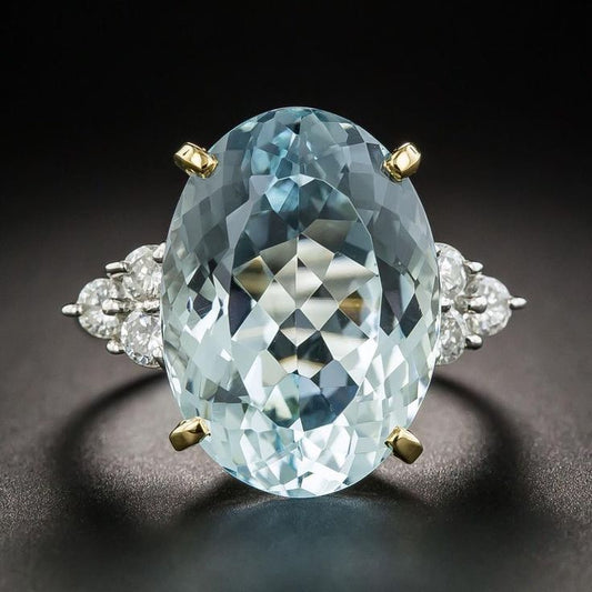 Vintage Rounded Blue Glass Sparking Ring-Maryam Jewelry