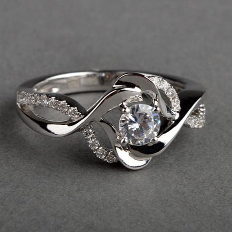 Vintage Irregular Blossom Zirconia Silver Ring-Maryam Jewelry