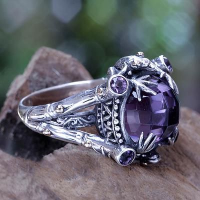 Vintage Inlaid Purple Stone Silver Ring-Maryam Jewelry