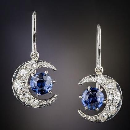Vintage Blue Moonlight Earrings-Maryam Jewelry