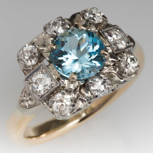 Vintage Cocktail Blue Crystal Ring-Maryam Jewelry