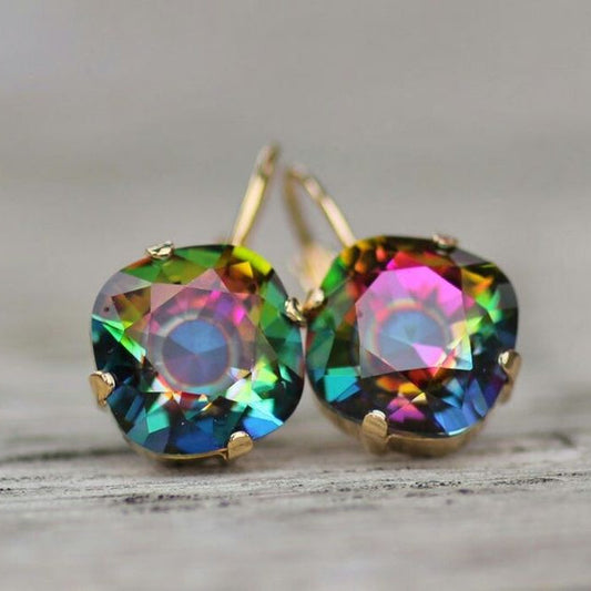Vintage Rainbow Zirconia Earrings-Maryam Jewelry