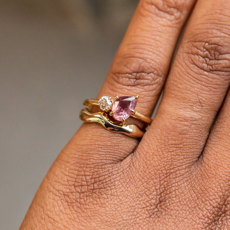 Vintage Pink Drop Crystal Ring-Maryam Jewelry