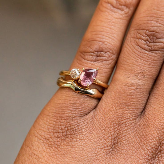 Vintage Pink Drop Crystal Ring-Maryam Jewelry