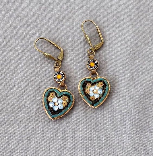Vintage Heart Flower Earrings-Maryam Jewelry