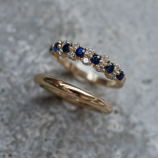 Vintage Blue Zirconia Elegant Ring Set-Maryam Jewelry