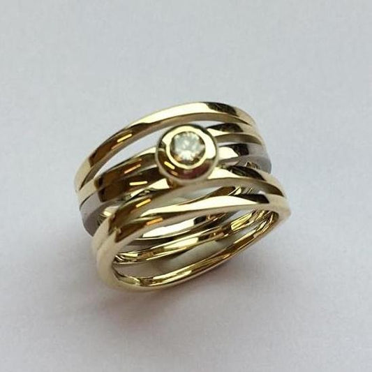 Vintage Layered Inlaid Zirconia Ring-Maryam Jewelry