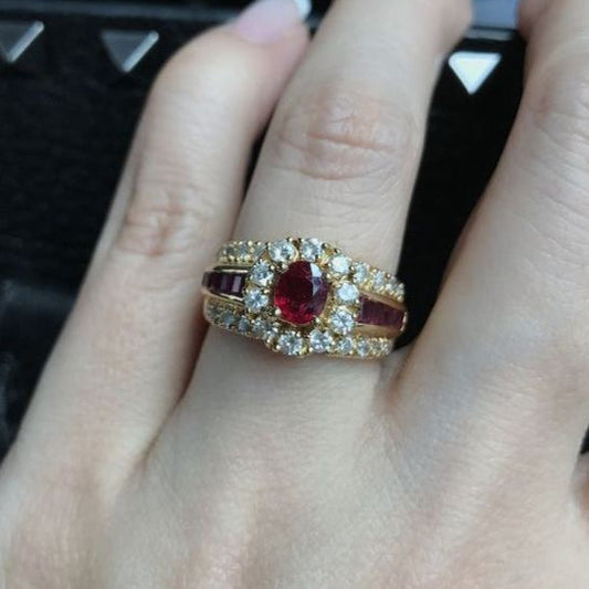 Vintage Red Zirconia Elegant Ring-Maryam Jewelry