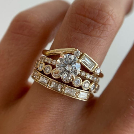 Vintage Modern Engagement Ring Set-Maryam Jewelry