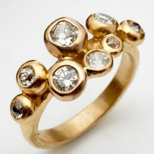 Vintage Inlaid Crystals Gold Ring-Maryam Jewelry
