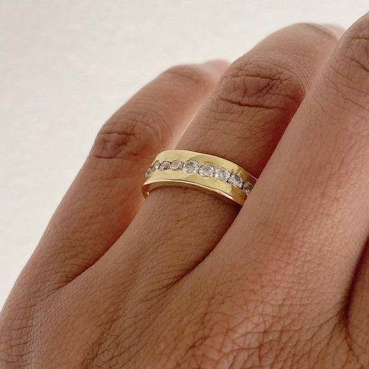 Vintage Zirconia Gold Ring-Maryam Jewelry