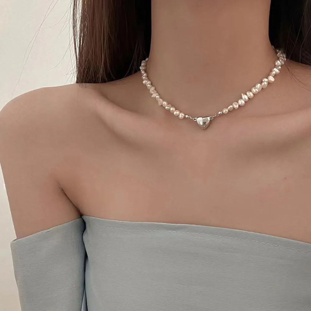 Elegant Silver Heart Pearl Necklace (Copy)
