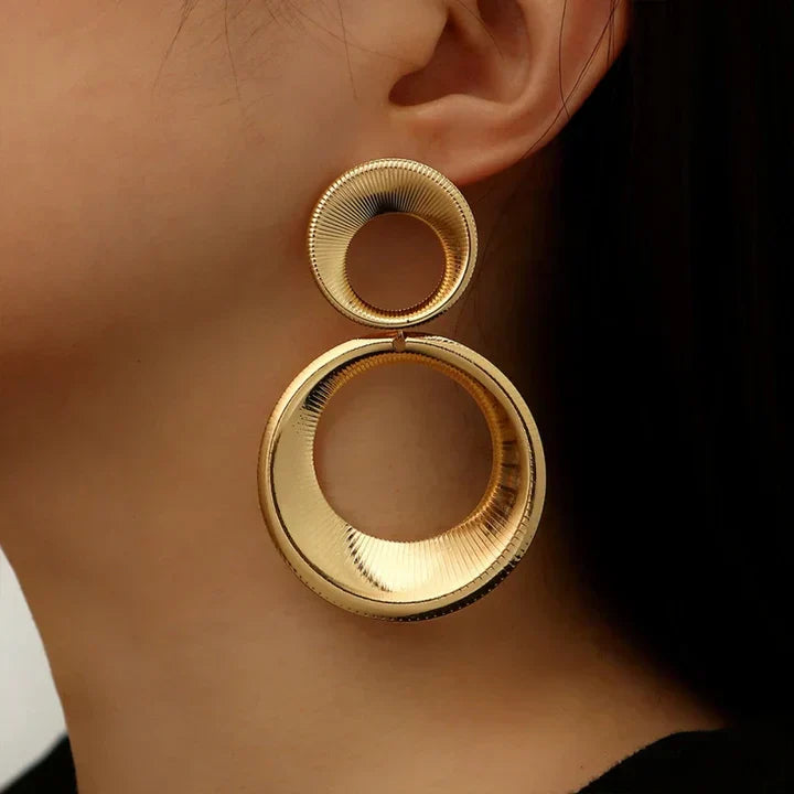 Vintage Hollow Hoop Golden Earrings-Maryam Jewelry