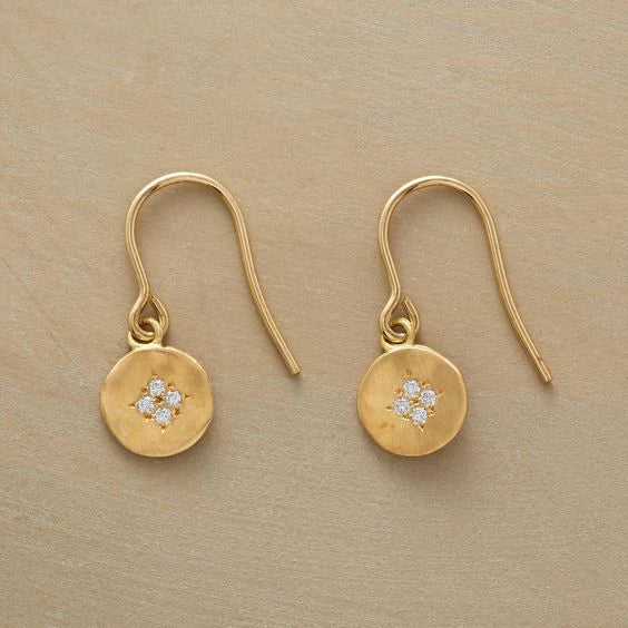Vintage Golden Rounded Zirconia Earrings-Maryam Jewelry