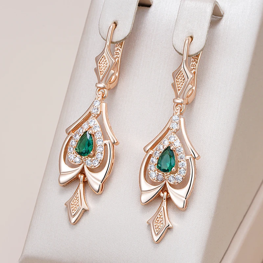 Elegant Bright Green Dangling Earrings-Maryam Jewelry
