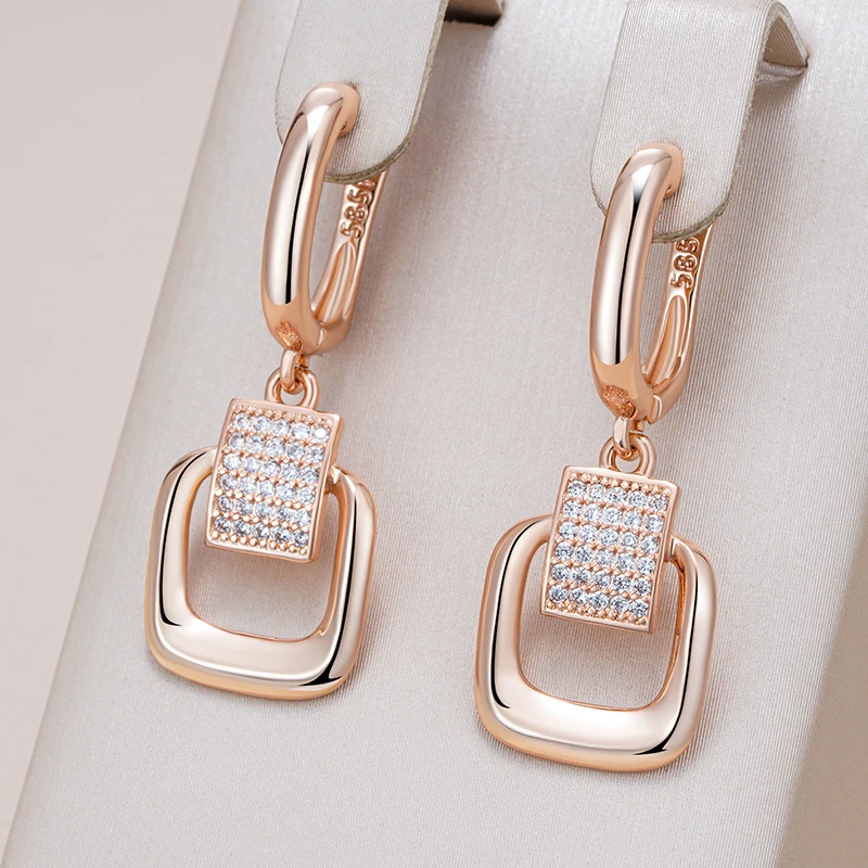 Elegant Bright Square Golden Earrings-Maryam Jewelry