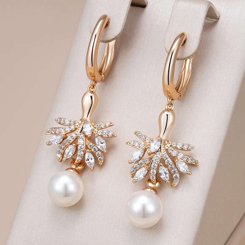 Elegant Pearl & Crystal Earrings-Maryam Jewelry