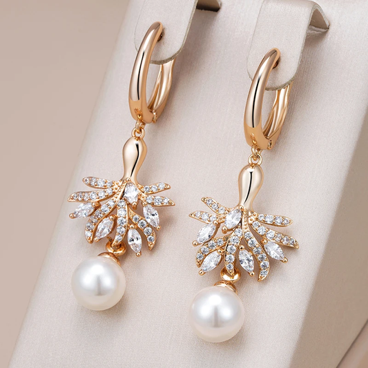 Elegant Pearl & Crystal Earrings-Maryam Jewelry
