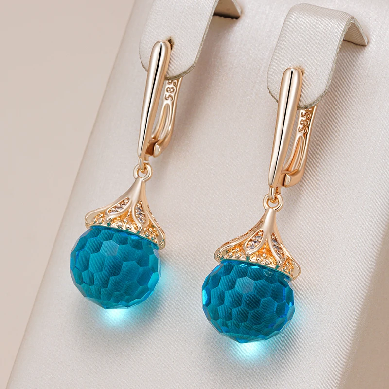 Elegant Luminous Blue Crystal Earrings-Maryam Jewelry