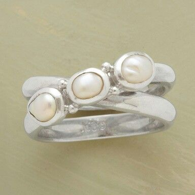 Vintage Inlaid Pearls Silver Ring-Maryam Jewelry