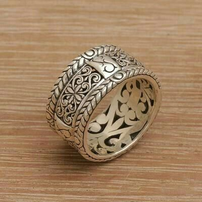 Vintage Silver Hollow Ivy Ring-Maryam Jewelry
