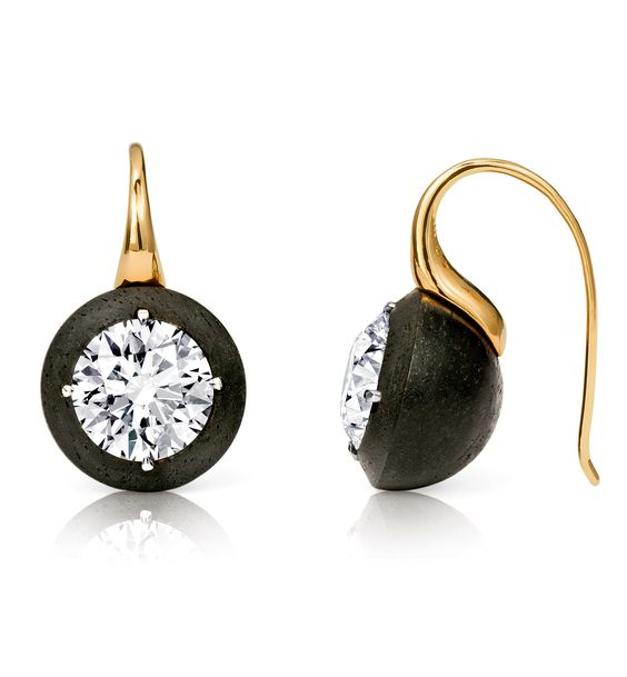 Vintage Black Inlaid Zirconia Earrings-Maryam Jewelry