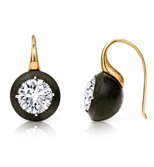 Vintage Black Inlaid Zirconia Earrings-Maryam Jewelry