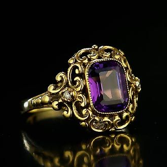 Vintage Inlaid Purple Zirconia Gold Ring-Maryam Jewelry