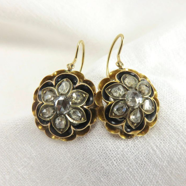 Vintage Crystal Golden Blossom Earrings-Maryam Jewelry