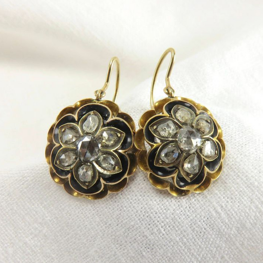 Vintage Crystal Golden Blossom Earrings-Maryam Jewelry