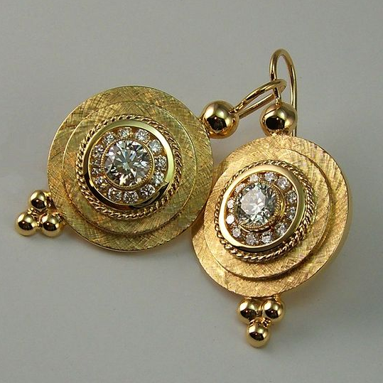 Vintage Golden Rounded Glass Earrings-Maryam Jewelry