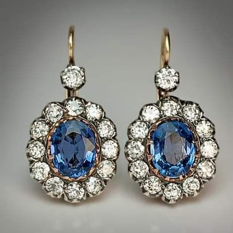 Vintage Bright Blue Earrings-Maryam Jewelry